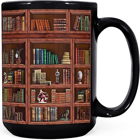 Book Lovers Library Bookshelf Coffee Mug